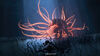 creature from returnal with glowing orange tentacles. 