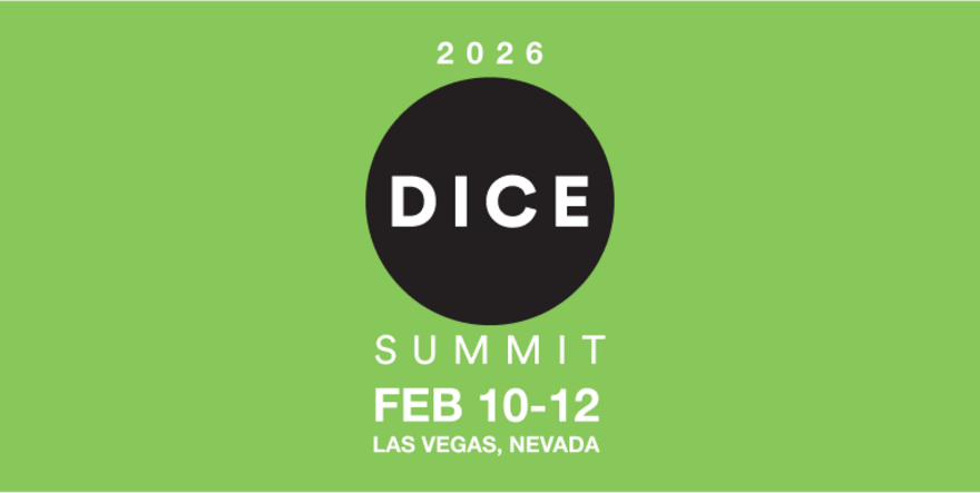 DICE Summit 2026 logo with event dates February 10–12 in Las Vegas, Nevada