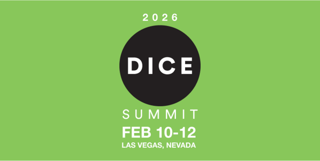 DICE Summit 2026 logo with event dates February 10–12 in Las Vegas, Nevada