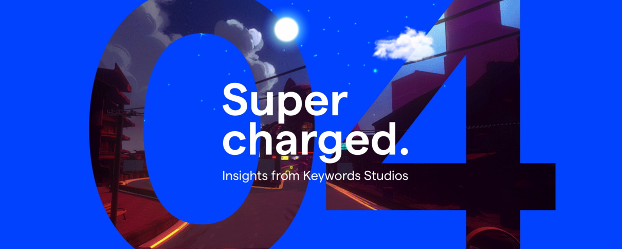 Supercharged Q4 banner with the text “Insights from Keywords Studios” over a futuristic game-inspired background.